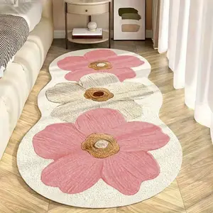 Flower Pattern Rug for Girls' Room, Floral Area Rug, Home Decorative Rugs, Modern Simple Style Carpet, Soft Comfortable Plush Mat, Ideal for Living Room Bedroom Porch Bathroom