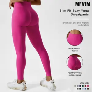 Women's High-Waist Stretchy Seamless Yoga Leggings - Mid-Low Waist Hidden Scrunch, Squat-Proof, Tummy Control, Butt Lift, All Seasons Gym Pants, Ladies' Sports Bottoms for Indoor & Outdoor Wear