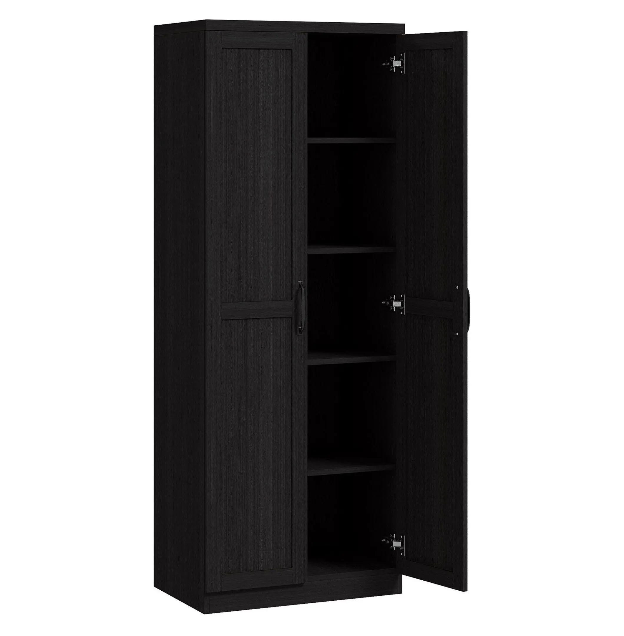 63" Kitchen Pantry Cabinet, 2 Door Freestanding Storage, Adjustable Shelves, Cinnamon Black Wood Grain
