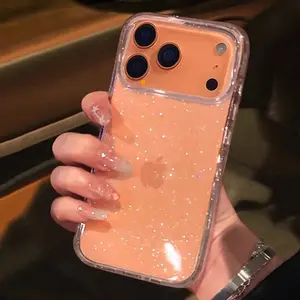 Luxury Fashion Bling Glitter Transparent Phone Case For IPhone 17 Pro Max Air 16 E 15 14 13 12 11 16 Plus Shockproo Soft Cover