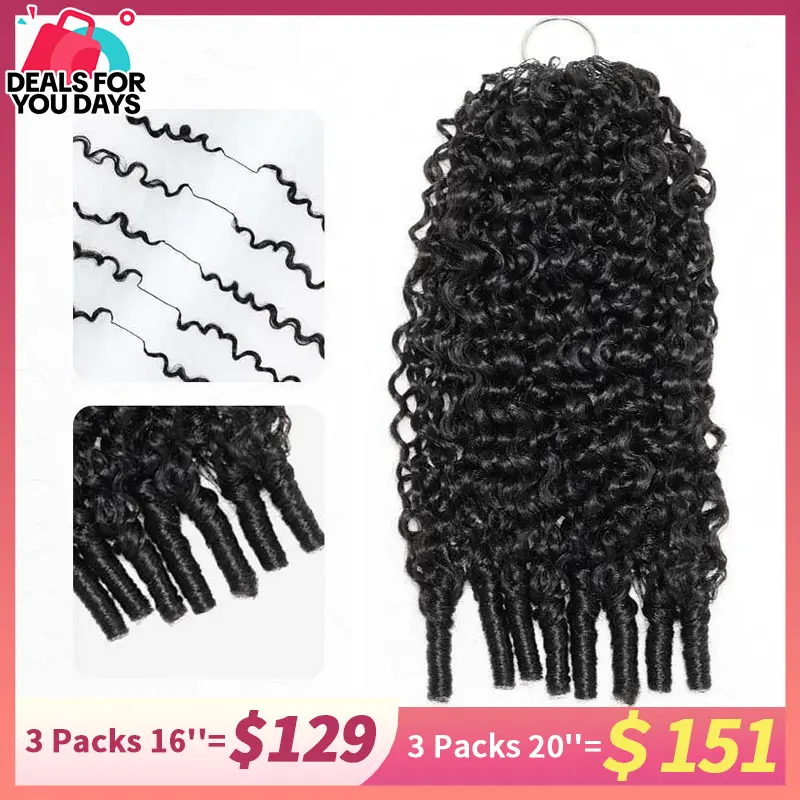 QVR Burmese Curly Crochet Hair Natural Black eparated Crochet Braids Machine Made Feather Crochet Human Hair Extension Miracle Knots Boho Braids #SummerWins #DealsForYouDays