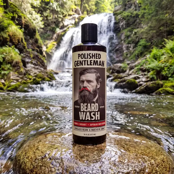Polished Gentleman Beard Thickening Shampoo & Face Wash - Biotin, Aloe Vera, Manuka Honey & Argan Oil – Softens, Smooths & Hydrates Facial Hair – Paraben & Sulfate