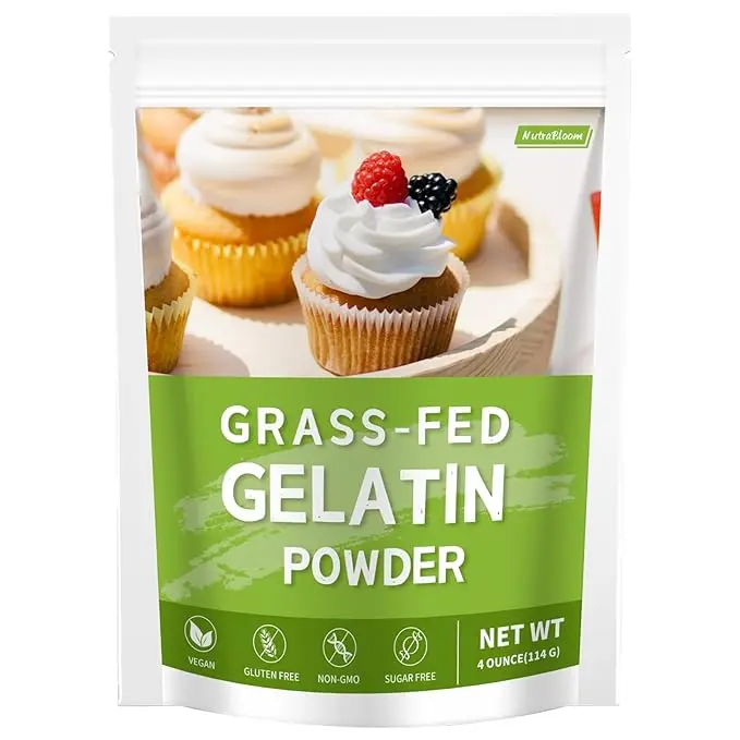 NutraBloom Unflavored Beef Gelatin Powder, Premium Versatile Thickening Agent (4 oz) for Baking, Cooking Homemade Treats, Beverages, Beverage