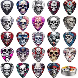 24 Pac Guitar Pics,Sull Guitar Pic Thin, Medium, Heavy Guitar Pics,Guitar Pic Variety Pac for Acoustic,Bass, Electric Guitars 0.46, 0.71, 0.96,1.2mm (Mix 8)