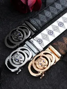 Men's Tiger Head Decorated Belt, Western Buckle Belt, Fashion Letter Design Automatic Buckle Belt for Party, Daily Clothing Decor, Trendy All-match & Exquisite Belt for Birthday Gift
