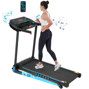 10MPH High-Speed With 4level 6% Incline Treadmill for Running & Walking, 3.0 HP Treadmills For Home 350 lbs Weight Capacity Hydraulic System Auto-Folding Treadmill with Type C & USB Charge For Android, , Bluetooth Speaker Home Gym Equipment Home Workout E