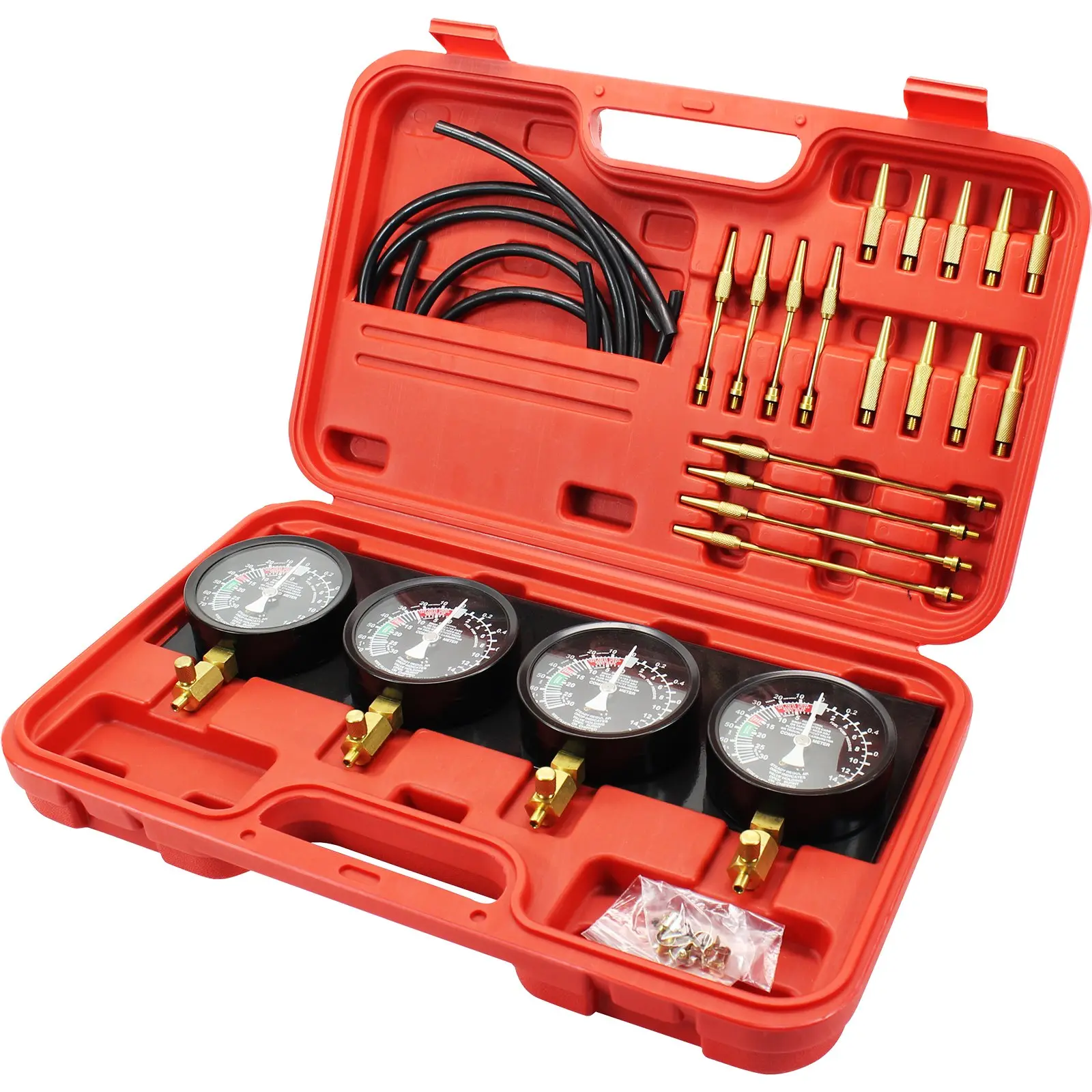 VEVOR Vacuum Carburetor Tool Kit with Precision Gauges, Rubber Hoses, 4 Types of Adapters for Motorcycle Maintenance, Engine Calibration & Diagnostic Tuning | Father's Day Hardware Gift