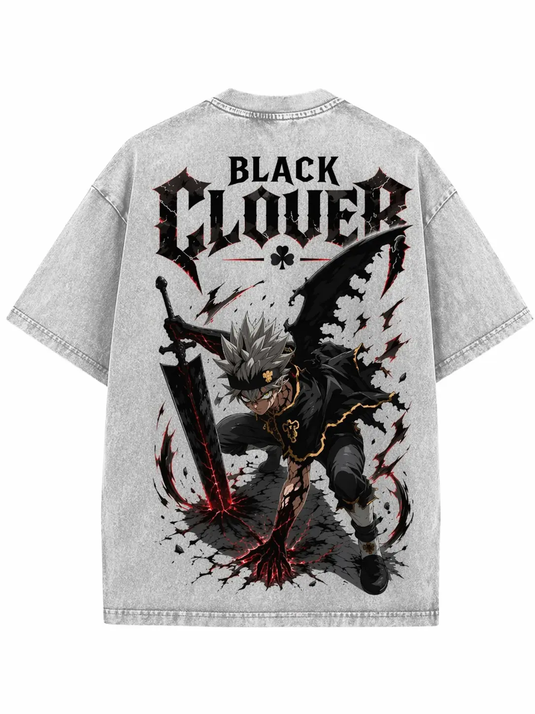 Asta Black Clover Black Transformation Double Printed Vintage Tee, Anti Magic Sword Underdog Fighter Breaking Limits Aura Anime Graphic Shirt Heavyweight Cotton Streetwear