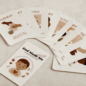 God Made Me Flashcards | Faith-Based Early Learning | Neutral Educational Set | Bible memory flashcards