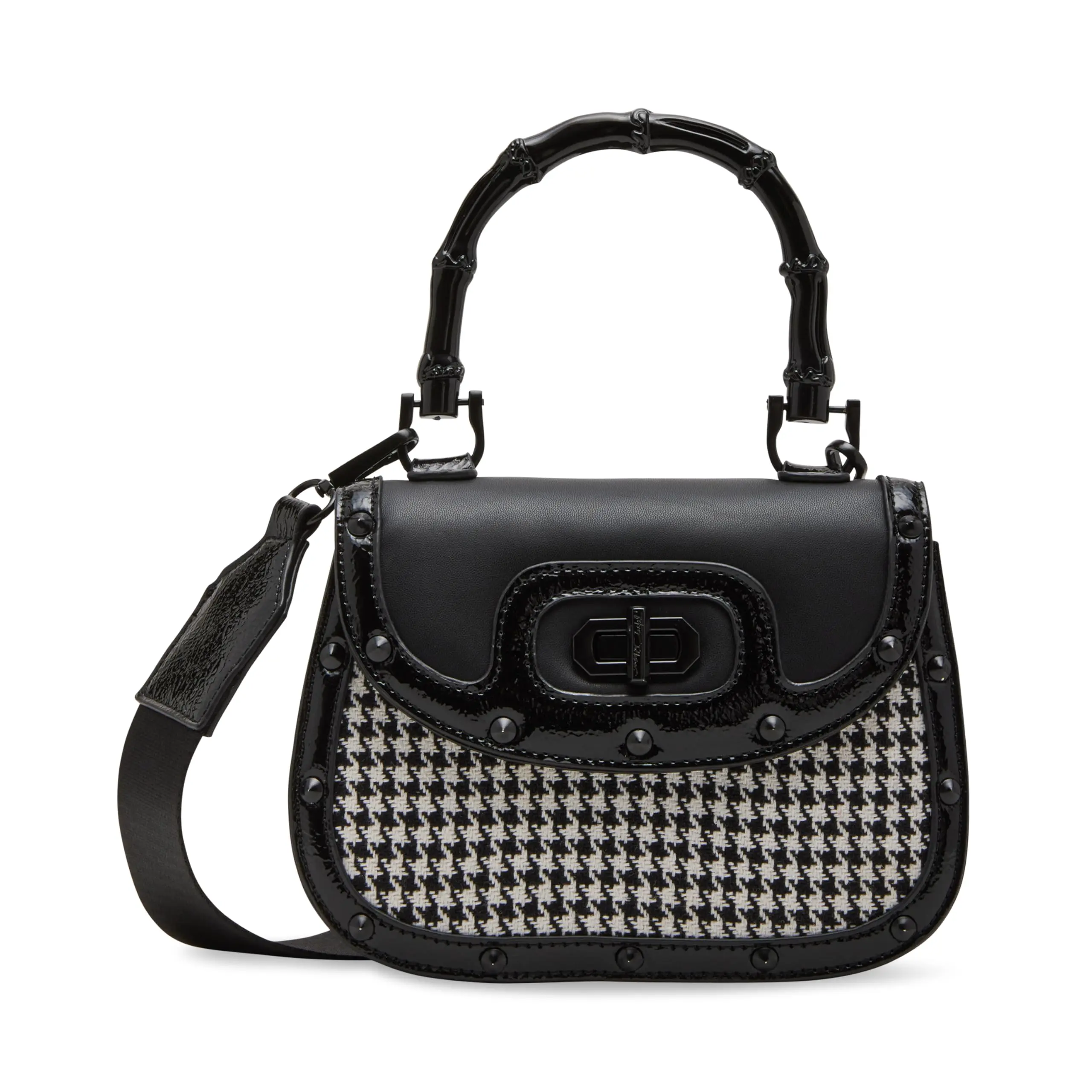 Betsey Johnson Women's Casual Checkered Crossbody Tote Bag - Tartan Print, Turn-Lock Closure, Top Handle, Adjustable Strap