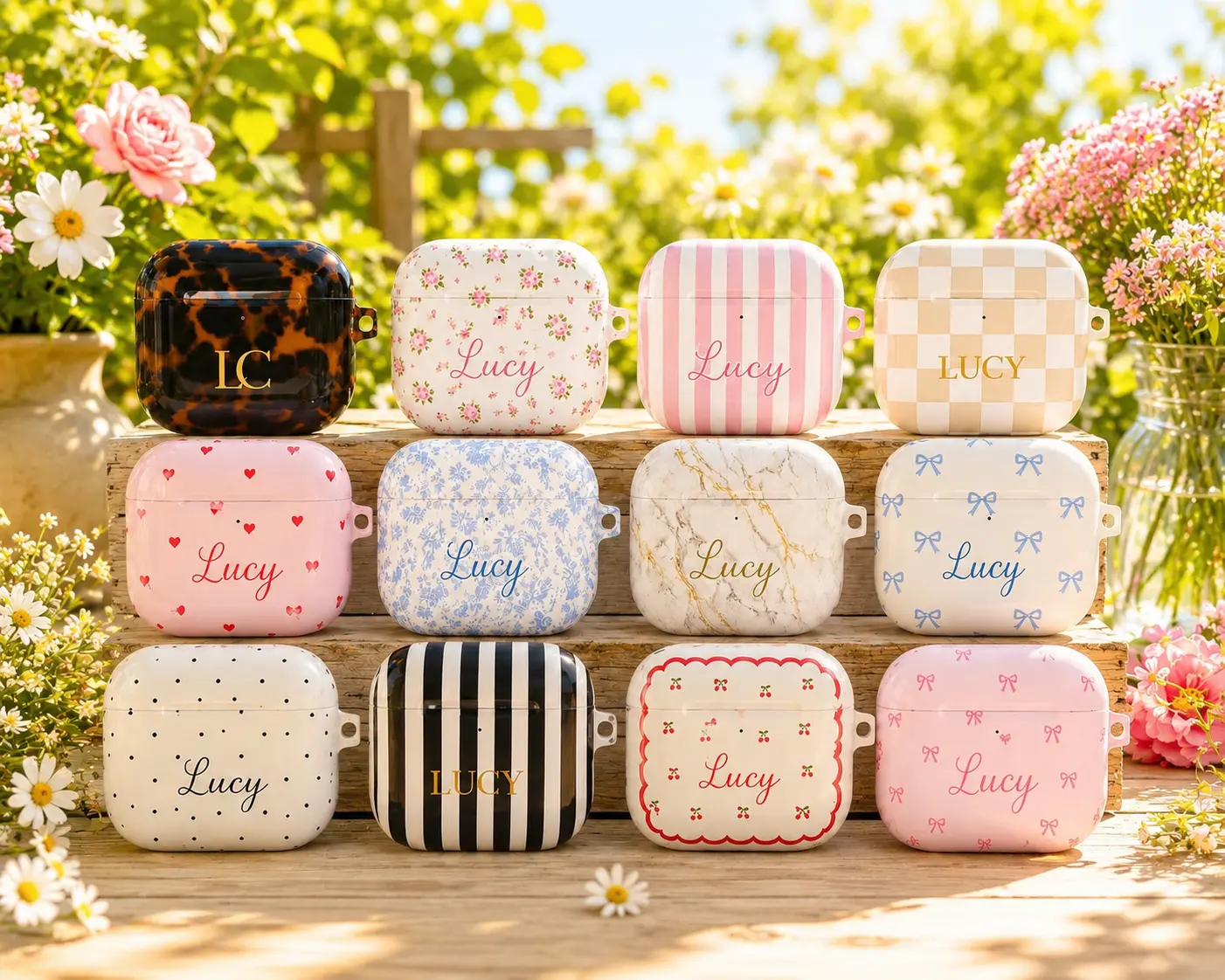 Personalized AirPods Case, Custom Name AirPod Cover for Apple AirPods Pro 1 2 3, Aesthetic Protective Case with Initials, Cute Personalized Gift for Her, Tech Accessory