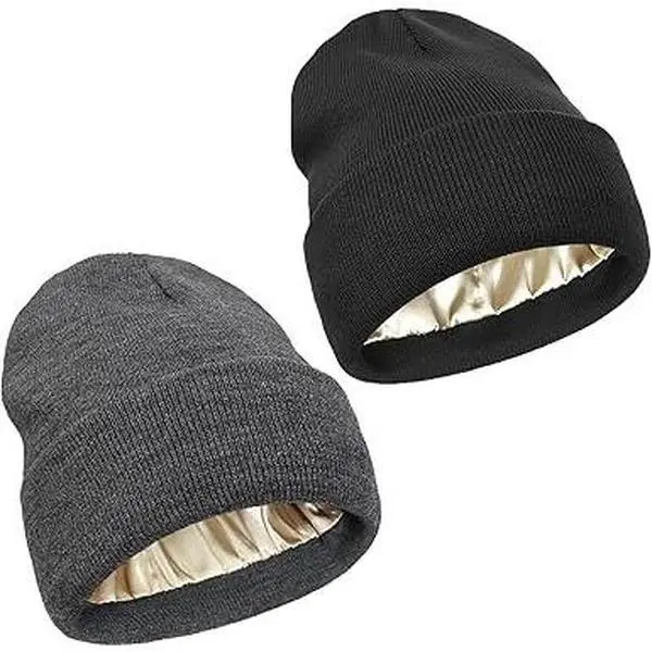 Soft Satin Lined Beanie for Natural Hair - Prevents Winter Wool/Cotton Damage, Moisture Loss; Ideal for Skiing, Photography, Gifting, Gifts