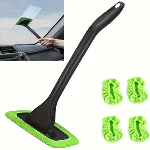 Car Windshield Decontamination Cleaning Brush Car Brush Six-piece Fiber Cloth Car Window Cleaning Brush With Washable And Reusable Cloth Head Car Interior Cloth Pad, Dirty Car Cleaning Brush (green)