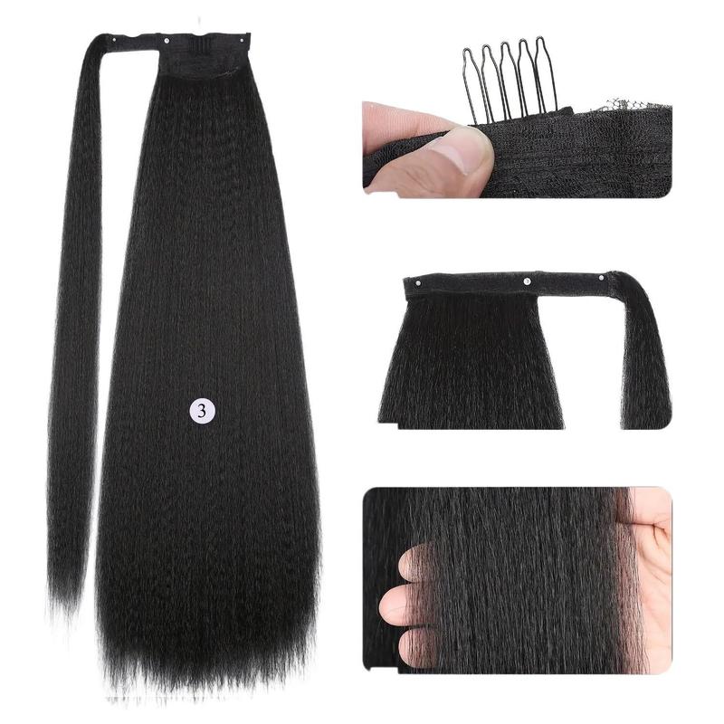 RIVERWOOD Wrap Around Ponytail Extension Human Hair 70% And 30% Heat-Resistant Synthetic Fiber 120g High Elasticity Kimky Curly Water Wave Bubber Band Secure Styling