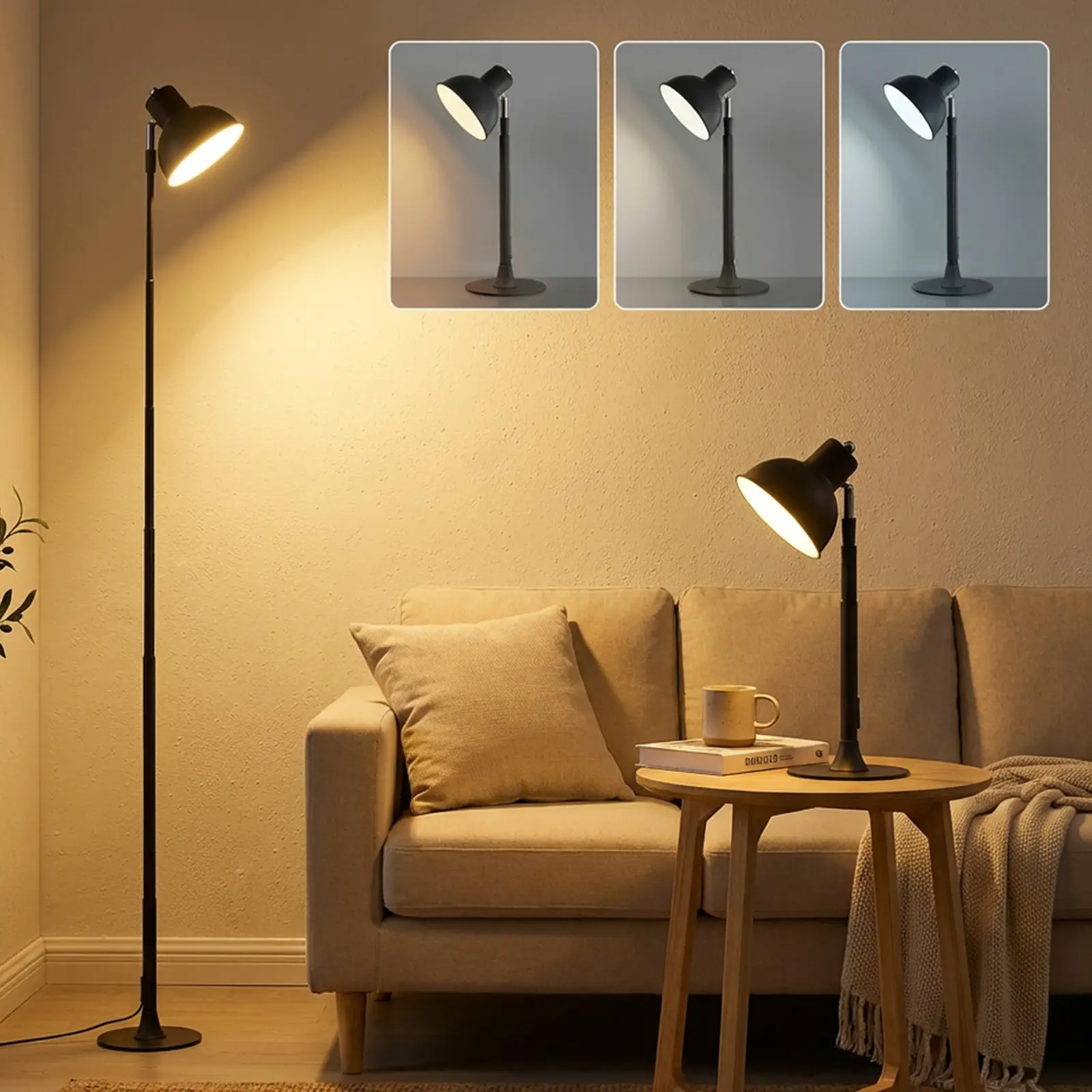 Serbasic Metal Floor Lamp - Adjustable Light Mode, Dimmable Lights, 150° Rotatable Arm, 57" (45-145cm) Height Adjustable Lamps, USB-Powered LED, Suitable for Home Office, Drawing, Crafting, Desk Lamps