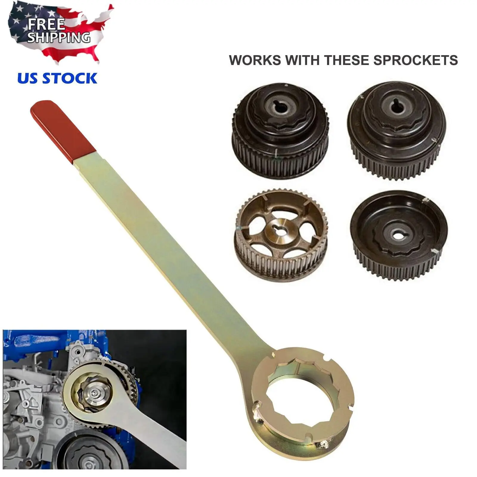 Subaru STD Cam Gear Lock Wrench Tool - Intake-Exhaust Sprocket Install-Remove Tool for Cam Seal Update, Cylinder Head Removal, Motor Disassembly with Torque Control, Welded Steel Build, Precision Fit, Exhaust Cam Sprocket Tool