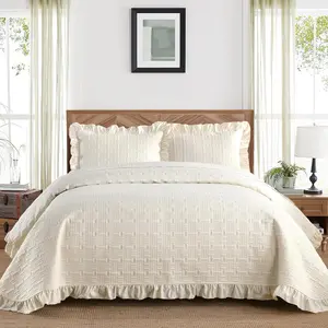 DJY California King Beige Bedding Set, Bedspreads-Lightweight Summer Soft Microfiber Bedspread, Bedding Coverlet for All (1, 2 Pillow Shams)