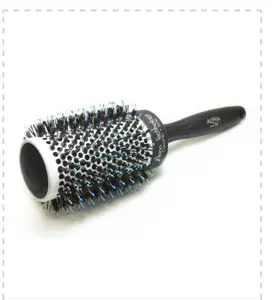 Alpha New York Ceramic Round Hair Brush with Nano Ionic Technology, Boar Bristles, Ergonomic Grip Design for Smooth Styling and Frizz Reduction