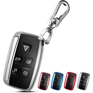 LAND ROVER Key Fob Cover Case with Keychain for Range Rover Evoque Sport Velar Land Rover Discovery Jaguar F-Pace F-Type XE XEL XF XFL XJ Accessories (Silver)