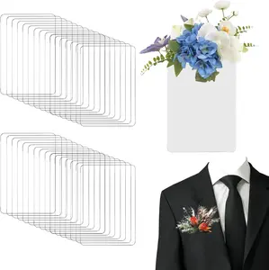 30Pcs Pocket Boutonniere Plastic Sleeve, Transparent Boutonniere Pocket Holder Square, Supplies Clear Plastic Sleeves for Art Flower Holders Clear Protector