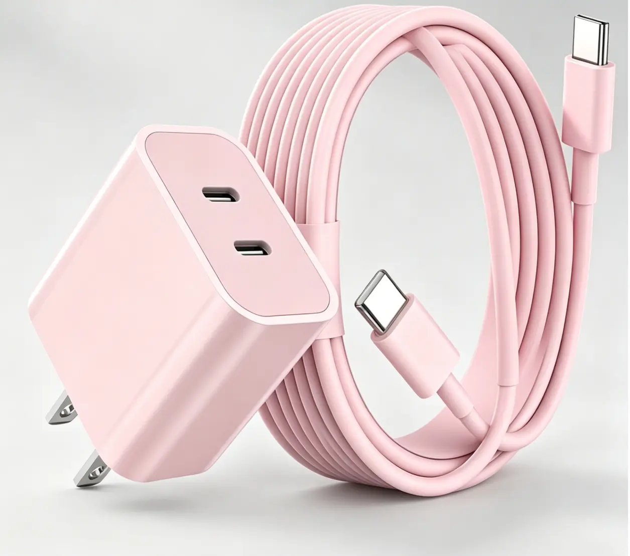iPhone 17 16 15 Charger, 20W Pink USB C Charger Dual Port Fast Charging Block (10ft USB C to C Cable Cord Included) for iPhone 17 16 15 Pro Max/15Pro/15/15Plus,iPad