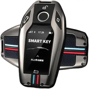 Key Fob Cover Compatible with BMW Display Key 5/6/7 Series 750Li 730Li 740Li 760Li M550ix i8 X3 X4 X5 X6 X7 LCD Case Protector Alloy Holder A Black