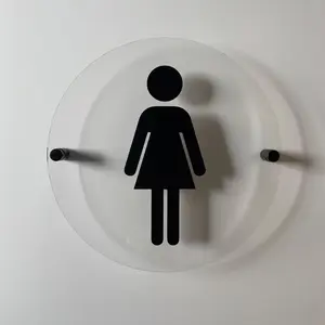 Clear and Black Acrylic Bathroom Sign | Unisex Men Women Handicap Designs | Business Restroom Signs