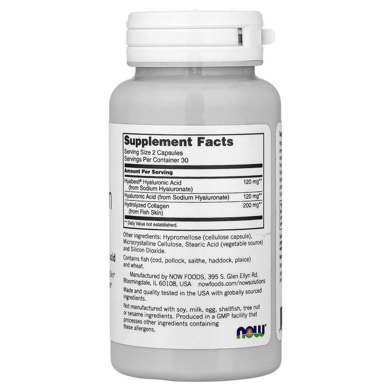 NOW Foods Solutions, Hydration Rescue with Hyabest® Hyaluronic Acid, 60 Capsules