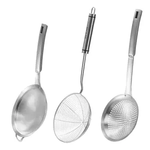 3 Pcs Spider Strainer Skimmer Spoon Set, Fine Mesh Stainless Steel Sieve Food Strainers, Large Hole Slotted Colander Frying Spoons, Strainer Ladle Wire Skimmer Spoon with Handle for Kitchenware - Home Improvement.