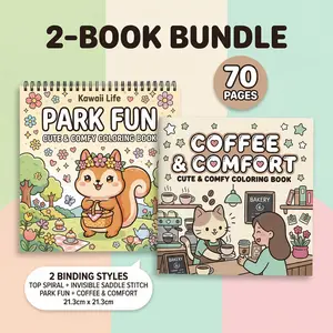 3pcs Adult Coloring Books - Coffee & Park Theme - 70 Pages of Rich Content - Fun and Colorful High-Quality Designs for Enthusiasts - Beginner-Friendly Leisure Activity with Vibrant Illustrations - Perfect Gift for Halloween, Birthdays, and Valentine's Day