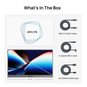 ARZOPA 17.3 inch Portable Monitor, A1M-Gray,  FHD 1080P Ultra-Slim, with Kickstand - IPS Display for PC, Laptop, MAC, Phone, Xbox, PS5 - USB C & HDMI Connectivity
