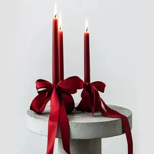 10pcs Candlestick Ribbon Bowknots, Decorative Bows with Adhesive Points, Holiday Decoration, Valentine's Day, Festival Events