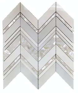 Mother of Pearl - Luxurious Chevron Backsplash Wall Tiles (11.5X12.5 inch) DP8665