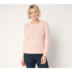 Attitudes by Renee Crew Neck Cable Sweater