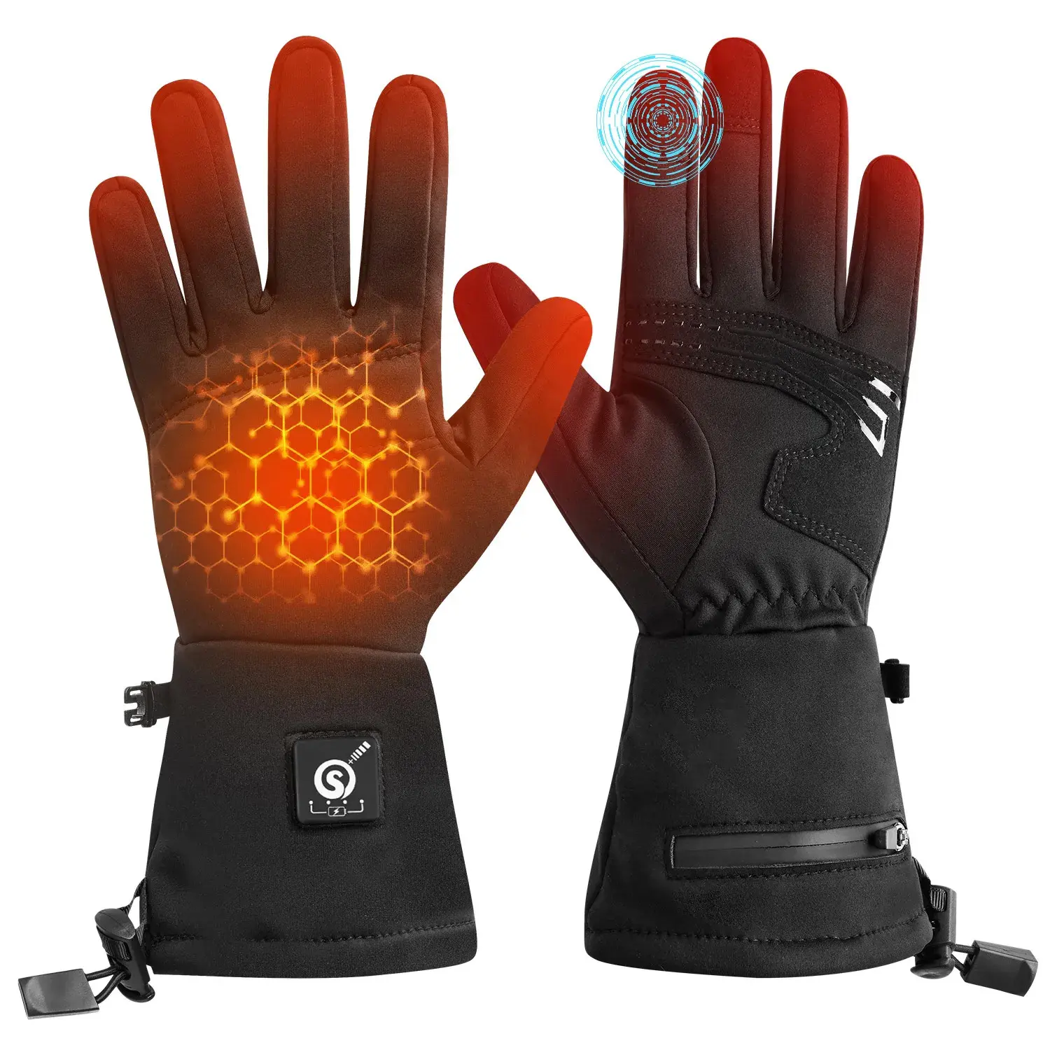 Rechargeable Heated Gloves for Men & Women, Waterproof Softshell Winter Gloves with Touchscreen for Skiing, Snowboarding & Motorcycle Riding, Hand Gloves