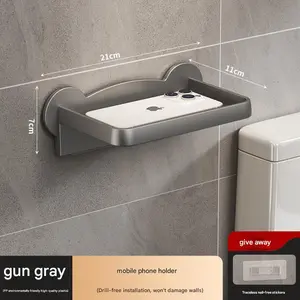 Wall-Mounted Toilet Paper Holder, No-Drill Design, Bathroom Roll Dispenser, Space-Saving Organizer, Easy Install, Durable Material