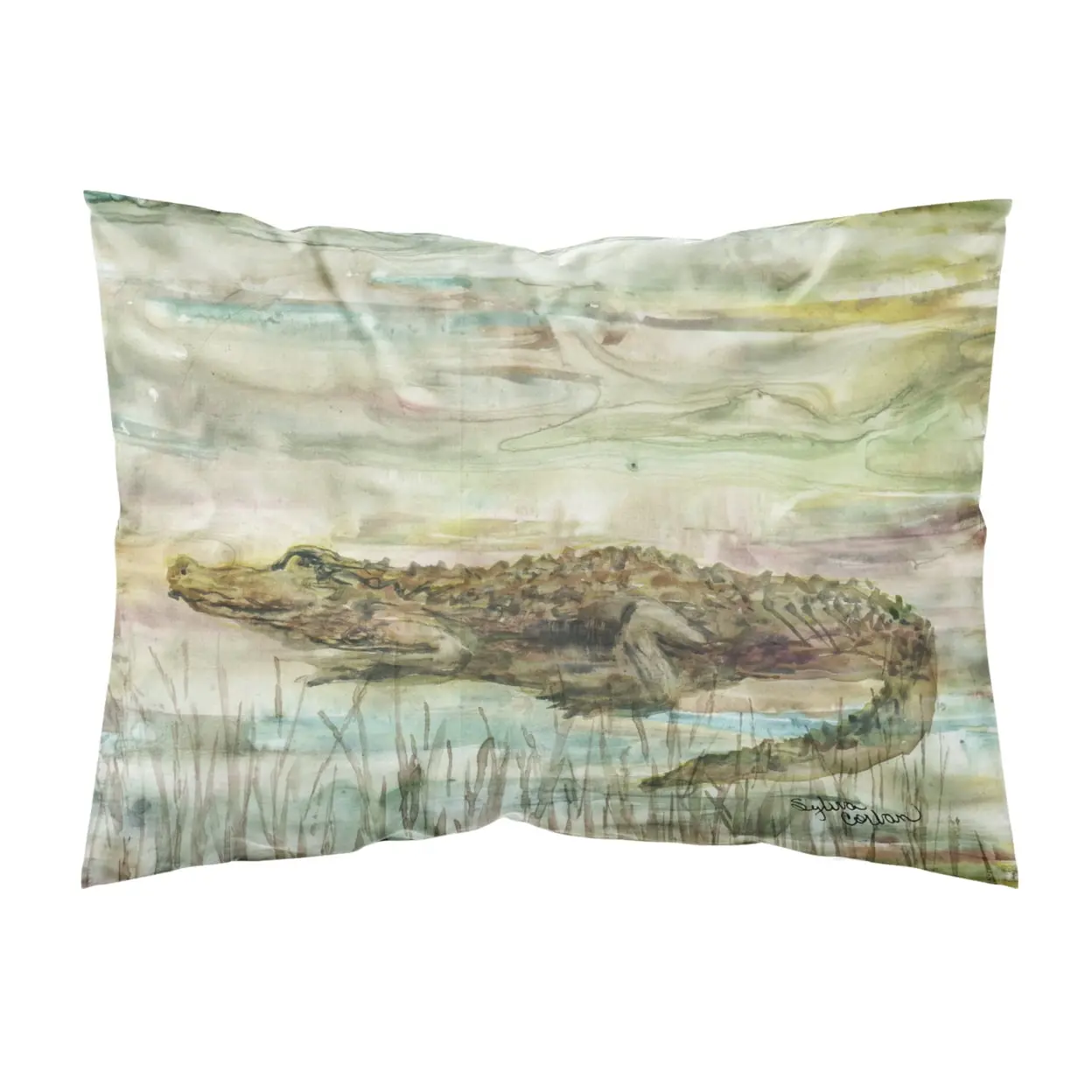 Alligator Sunset Scene Artwork Print Standard Pillowcase - Breathable Fabric, Moisture-Wicking, Machine Washable, No-Iron Bedding Linen