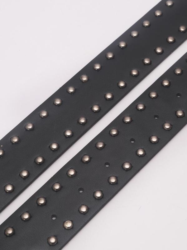 Skull Design Pu Leather Belt, Punk Style Rivet Decorated Belt for Women & Men, Fashion Belt for Party, Daily Clothing Decor, Exquisite Belt for Birthday Gift