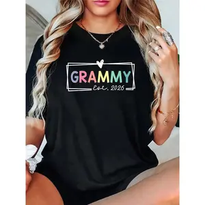 100% Cotton Unisex Grammy Est 2026 Promoted To Grandma 2026 For Grandmother T-Shirt– Soft & Breathable, Lounge & Party Wear, Gift for Her