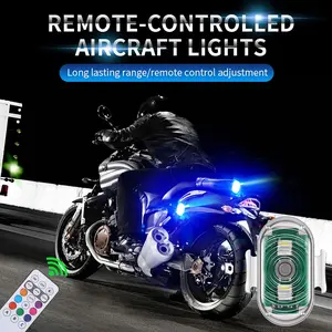 RGB flashing airplane light wireless flash multifunctional LED light motorcycle work light 8-color light USB with remote control high brightness LED light suitable for cars/motorcycles/drones