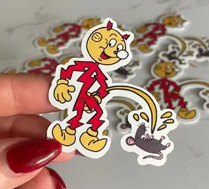 Reddy Kilowatt Peeing on Rat, Hard Hat Sticker, Lineman sticker, Blue Collar Sticker, Power Lineman Sticker
