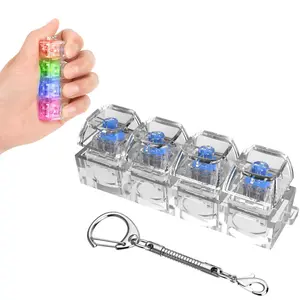 Keyboard Fidget Toy Light Up, Loud Fidget Keyboard Clicker, Keychain 4-in-1 for Adult to Relief Stress
