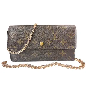 Pre-owned Louis Vuitton coated canvas and leather Crossbody Bags Monogram International Wallet with Chain