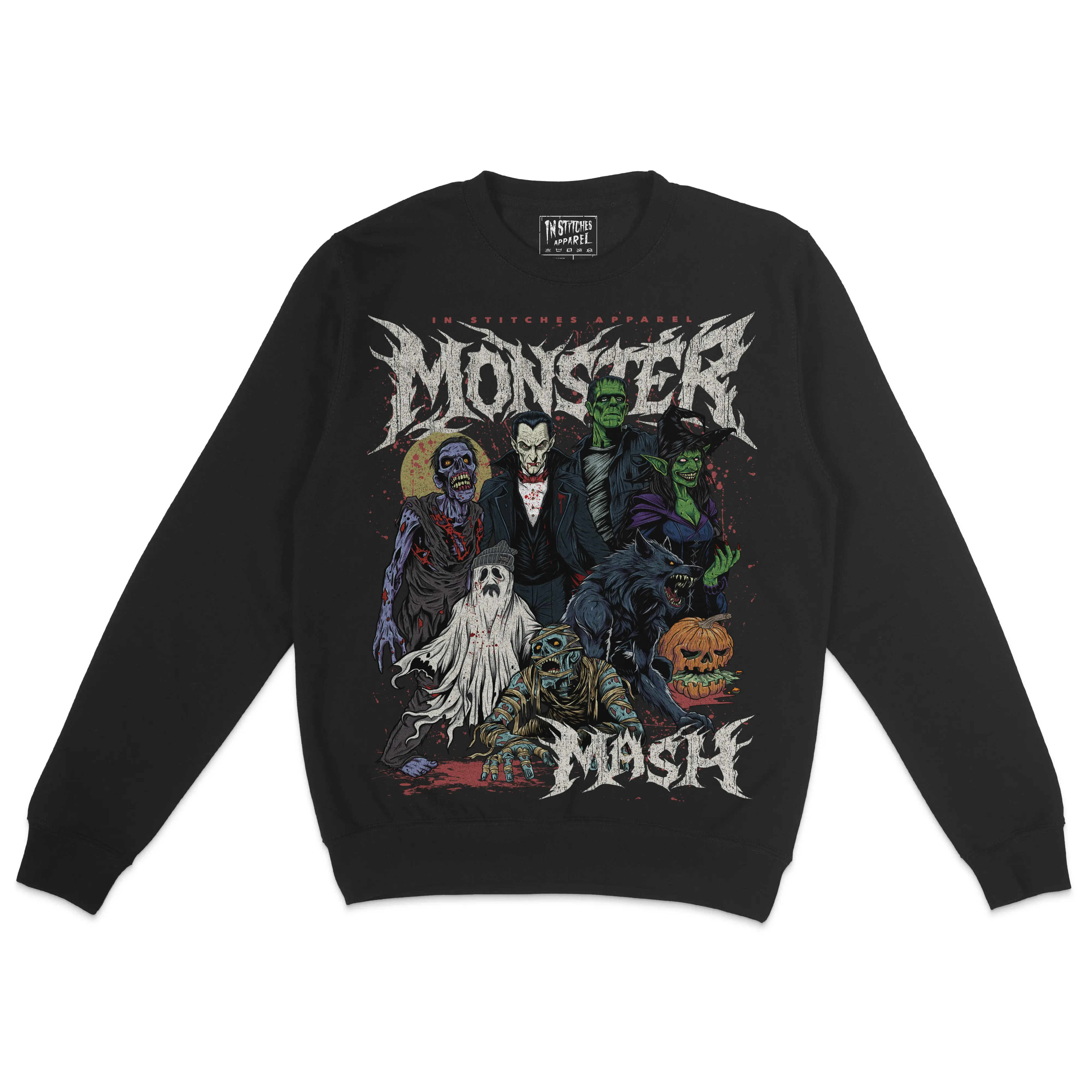 Fleece Crewneck Sweatshirt - Monster Mash, Humor, Dark Comedy, Alt Fashion, Alternative Motivational Gift