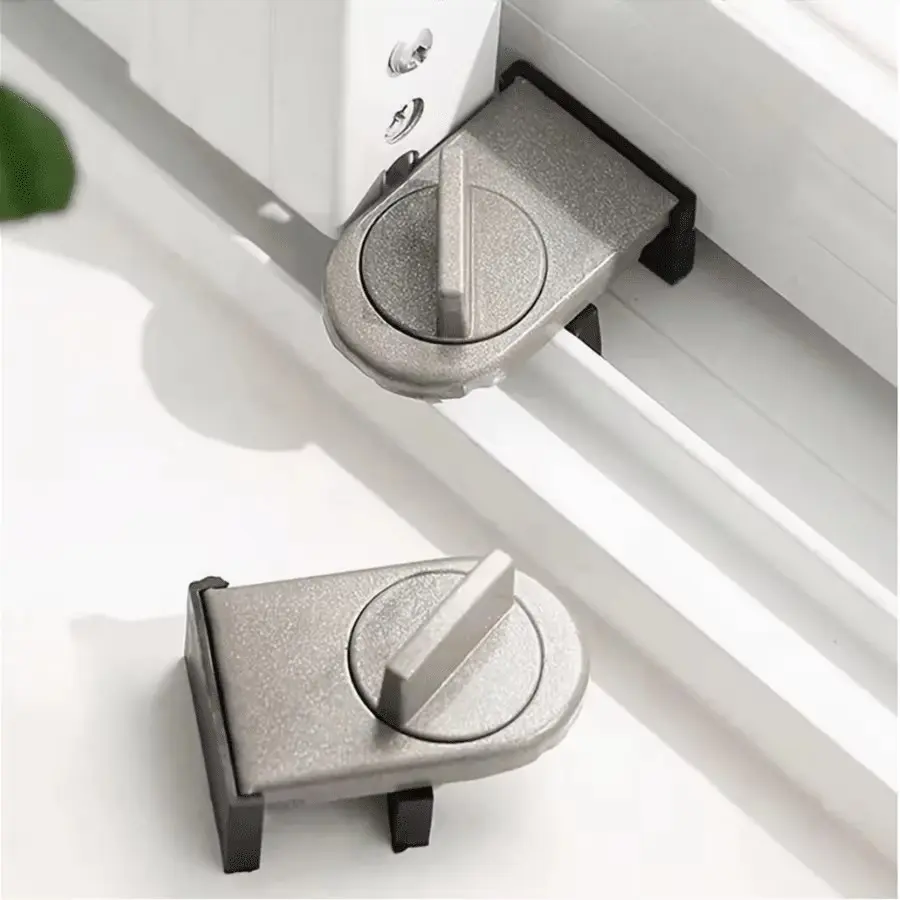 Child Safety Sliding Door Lock, No-Drill Push-Pull Window Security, Window Stopper, High-Rise Anti-Fall Limiter, Burglar Proof Lock Latch