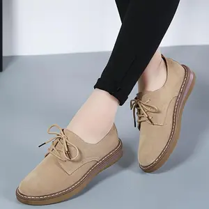 Stylish Women's Low-Top Flat Loafers - Soft Solid Color Upper, Lace-Up Closure, Breathable Lining, Comfortable Preppy Style, Back To School Essential, Perfect For Daily Wear Shoe Girl