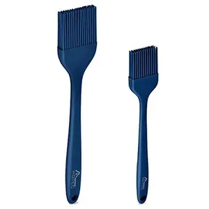 2 pieces Set Basting Brushes Silicone Heat Resistant Pastry Brushes Spread Oil Butter Sauce Marinades for BBQ Grill Barbecue Baking Kitchen Cooking BPA Free Dishwasher Safe (Classic Blue)
