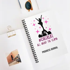Progress Journal, Cheer, #cheerlife, flyers, bases, stunt group, stretch, Spiral Notebook - Ruled Line