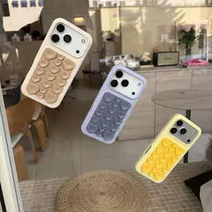(Case & Nova.) Silicone Suction Cup Phone Case with 3D Heart Kickstand, Shockproof Protective Cover for iPhone 17 Pro Max, 17, 16, 15, 14, 13, 12, 11 cute