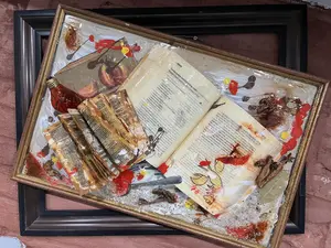 "Books" - Epoxy Covered Wall Art using recycling materials
